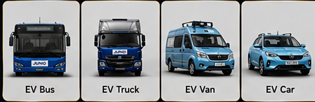 EV buses, trucks, vans and cars